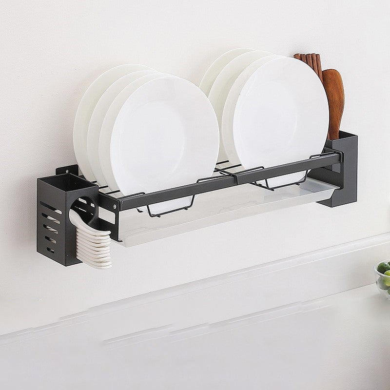 Półka kuchenna na miski i talerze, ociekacz do naczyń, bez wiercenia, do montażu na ścianie, mieści 10 misek – 43×15×7,5 cm