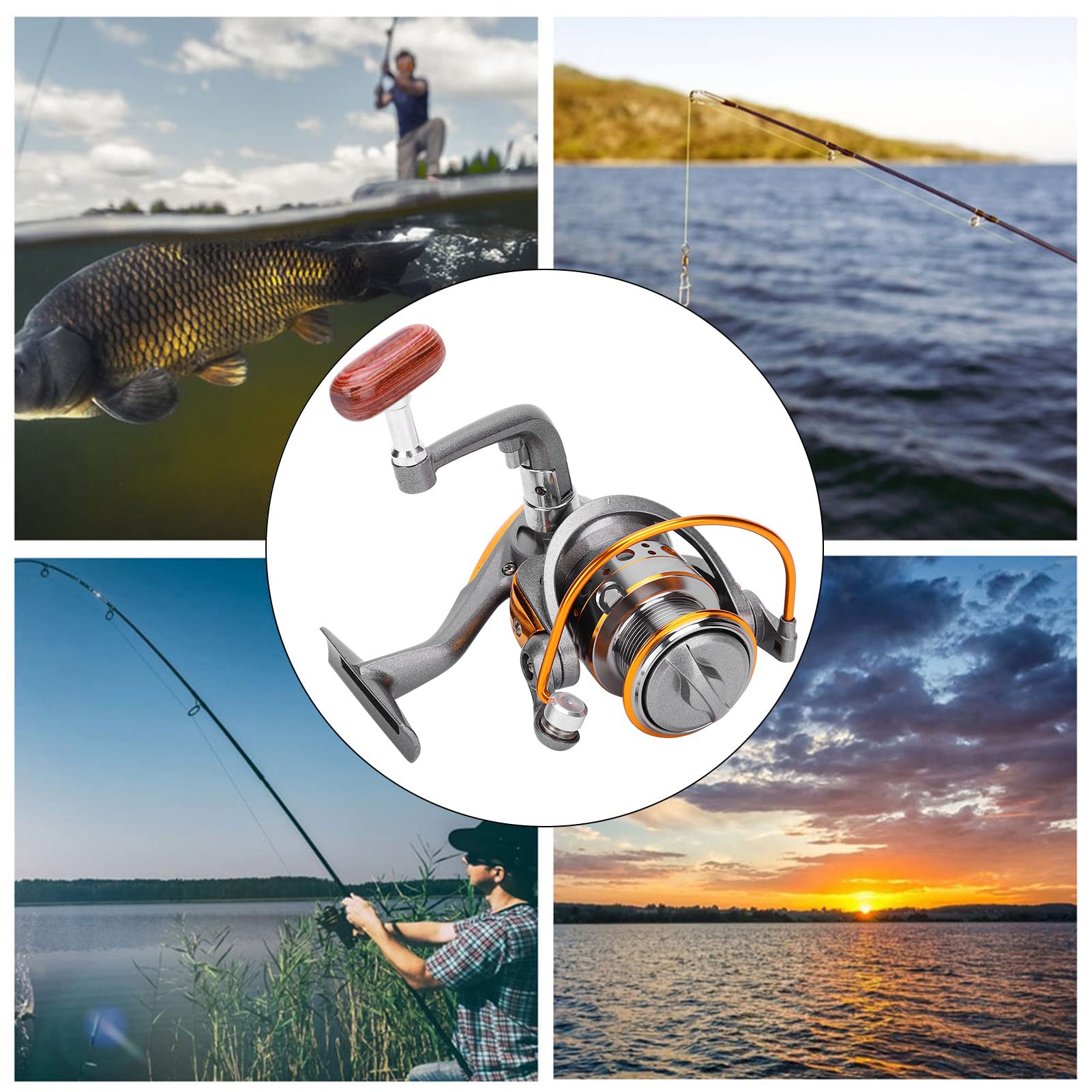 Accessorio per la pesca con mulinello da pesca portatile in metallo con canna da pesca in mare a 13 alberi grigio argento - 4