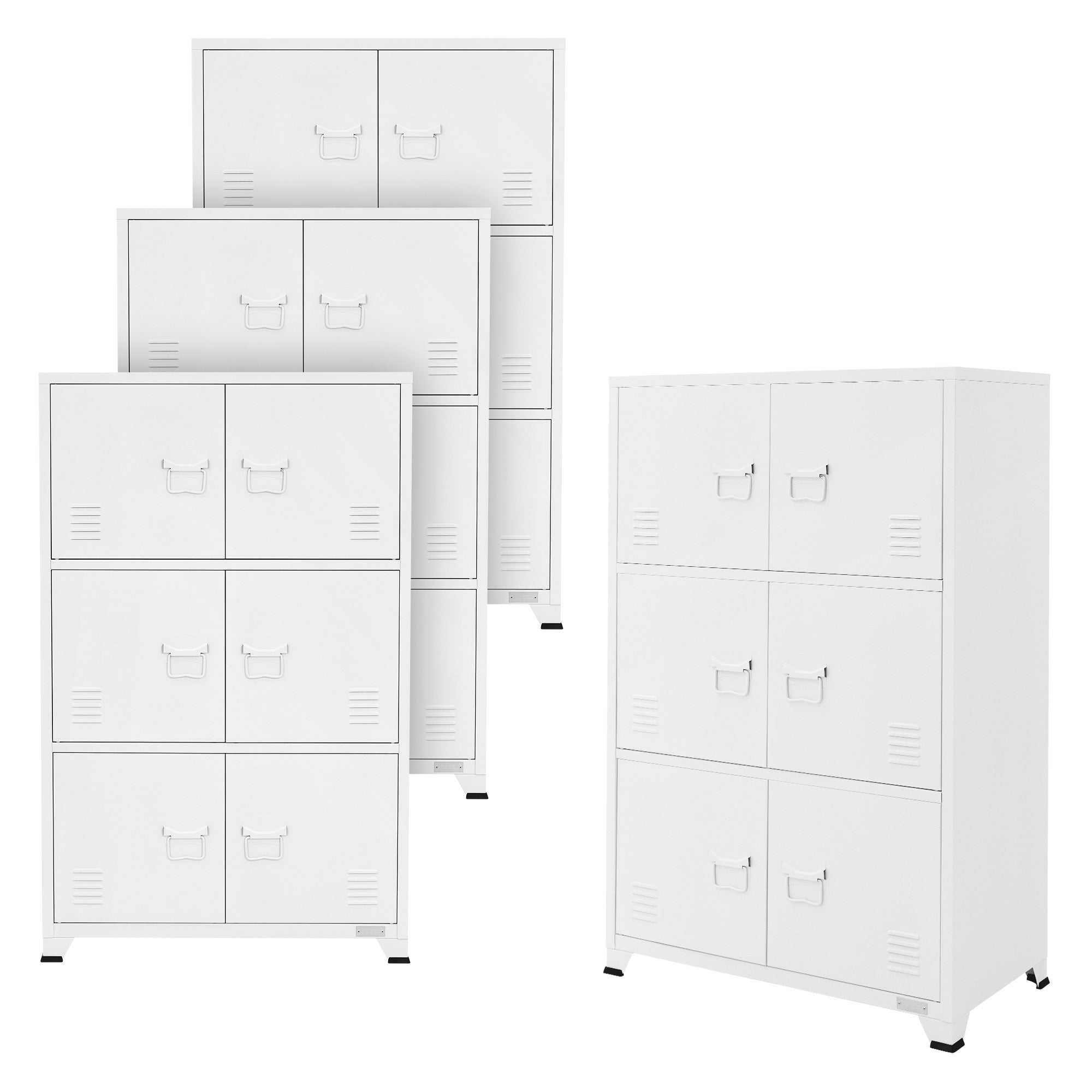 AREBOS Armoire à dossiers | Armoire de Bureau | 140 x 90 x 40 | 2 Portes | avec 3 étagères réglables en Hauteur | avec Serrure à Cylindre | Gris
