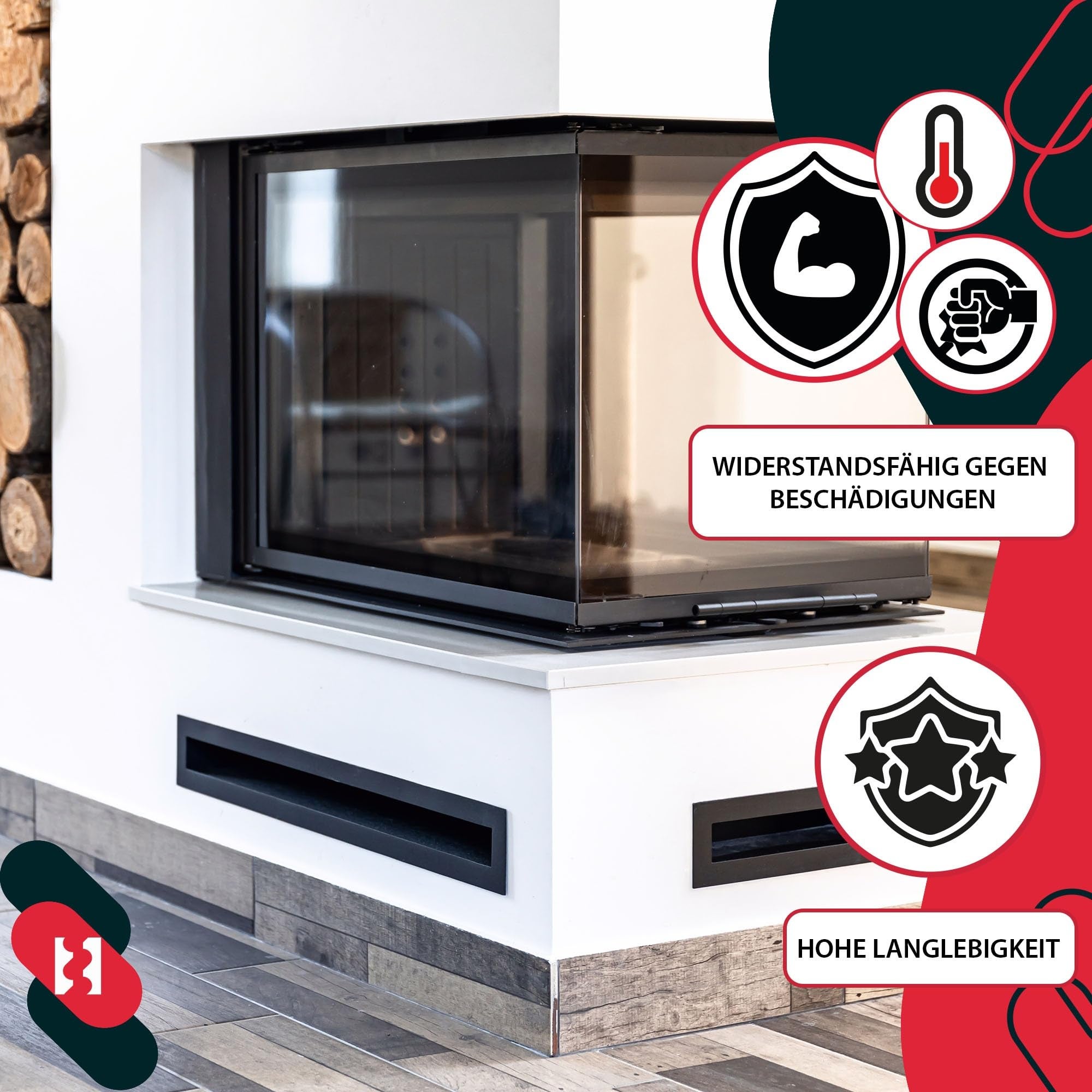 Grille de Ventilation pour Cheminée en Acier 80 cm Noir - Grille Aération - Ventilateur Air Chaud - KOTARBAU - 8