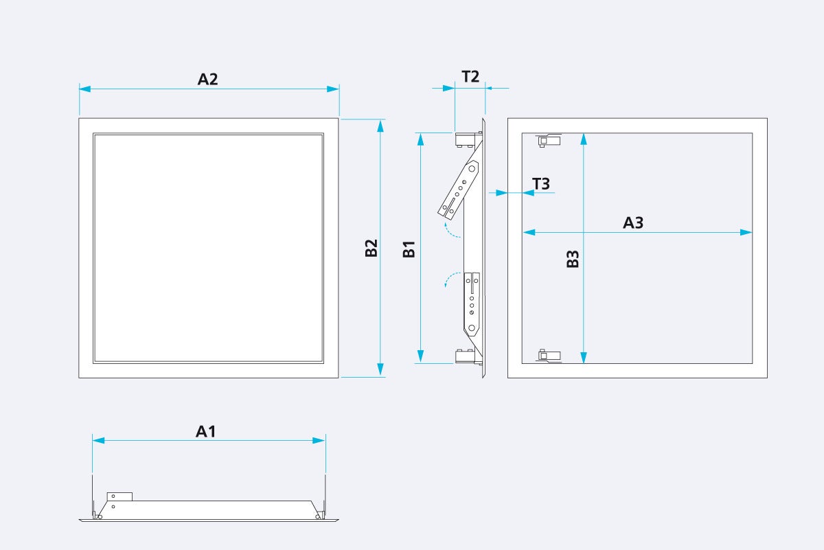 Porte d'inspection FETSoft Comfort mm 600x600 | Couleur Blanc RAL 9016 | Fermetures à pression cachées | Porte amovible | Unité de vente : 1 - 10