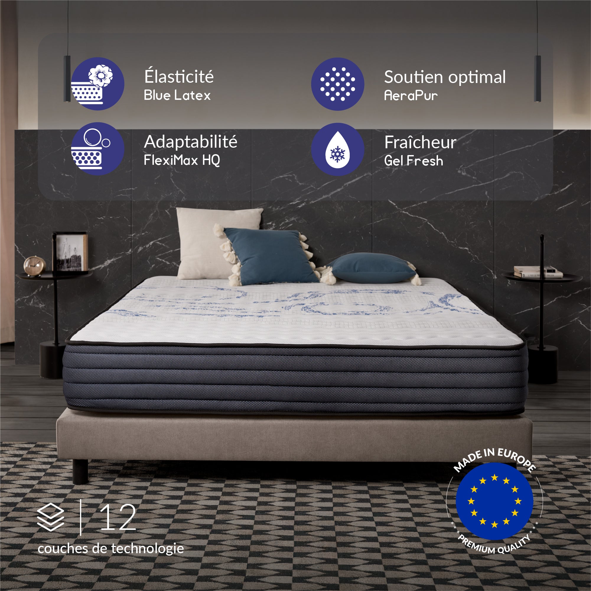 Colchón Perfectsleep 135x200 cm - Espuma viscoelástica HR - Blue Latex ...
