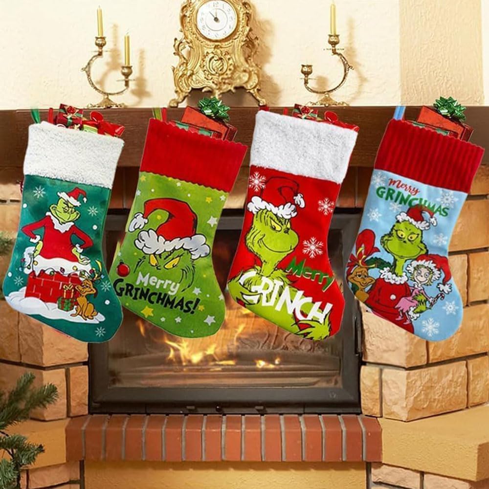 The Grinch Calza di Natale, Divertente Calza da Appendere, Xmas