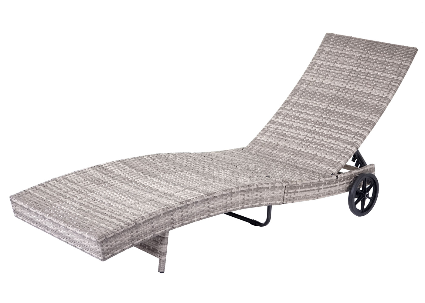 Chaise longue HWC-D80 en polyrotin ~ gris, coussin gris foncé - 3