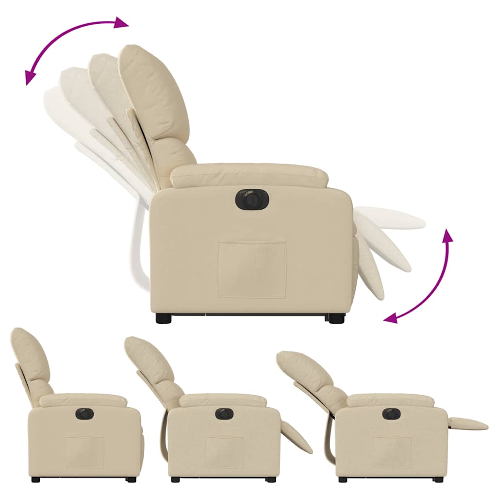 Fauteuil inclinable électrique crème tissu - 7