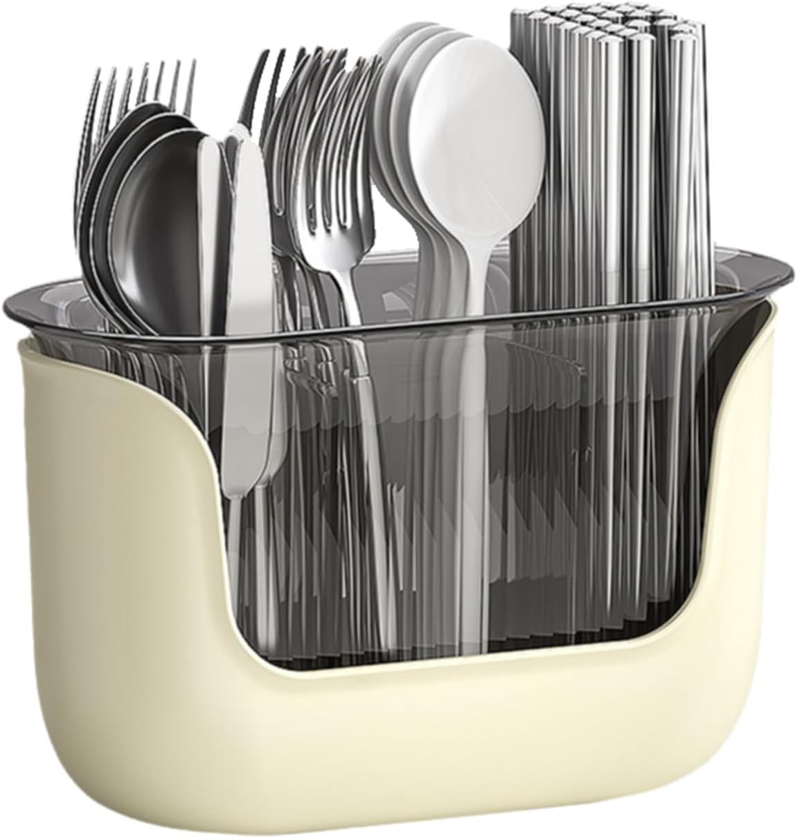 Ociekacz na sztućce, uchwyt na przybory kuchenne, uchwyt na sztućce do zlewu, modne kolory, duże okienko, przegródka, nierdzewny