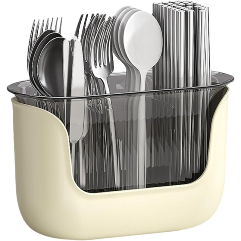 Ociekacz na sztućce, uchwyt na przybory kuchenne, uchwyt na sztućce do zlewu, modne kolory, duże okienko, przegródka, nierdzewny