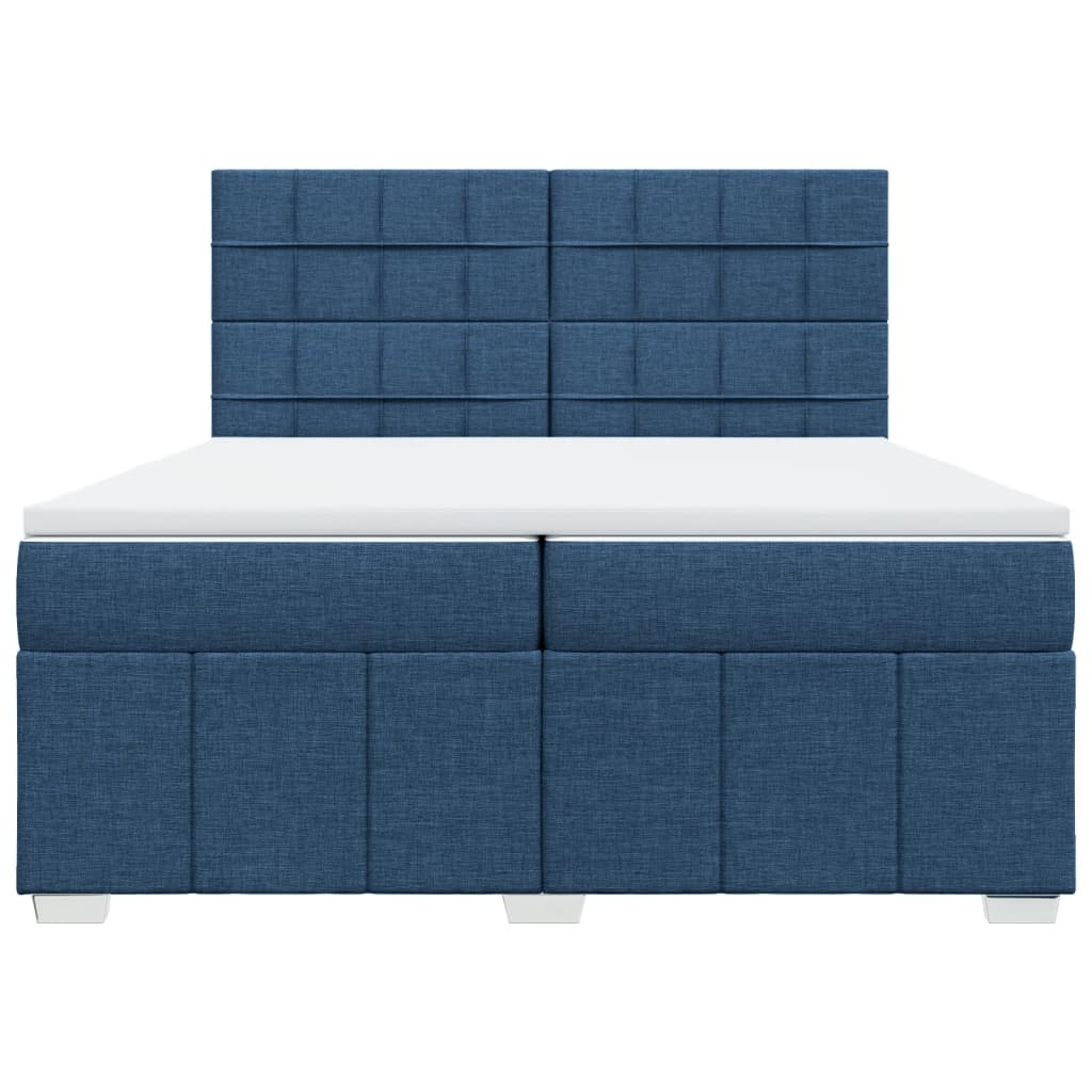 Maison Exclusive - Sommier à lattes de lit avec matelas Bleu 200x200 cm Tissu - 6