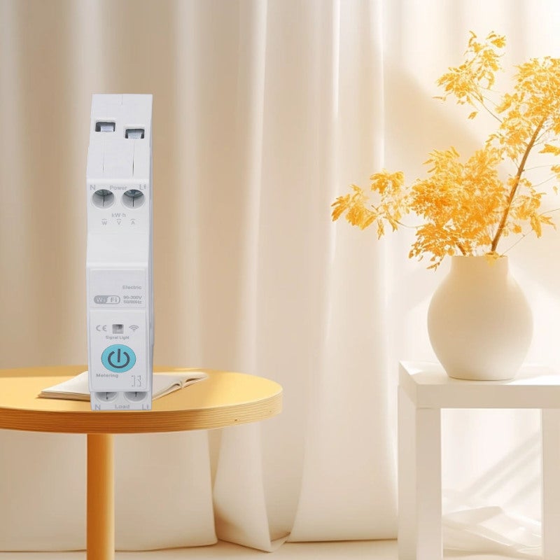 Disjoncteur intelligent WiFi avec comptage, Commutateur à commande à distance sans fil pour usage domestique, Montage DIN Rail, AC 90‑300V, 63A - 3
