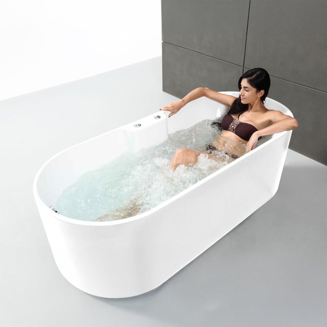 Vasca Idromassaggio Freestanding Ukio White Bulle (bianco) L175 X L75 X H65 Cm, By Spalina