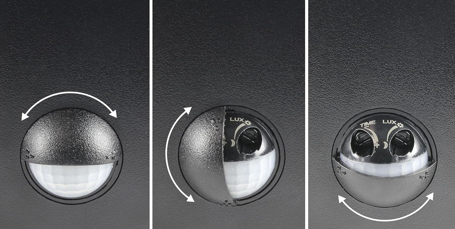 Luminaire de façade LED avec détecteur de mouvement 140° PIR, 15W, 1000lm, capteur crépusculaire, IP54 - pour extérieur, applique murale, éclairage ex - 5