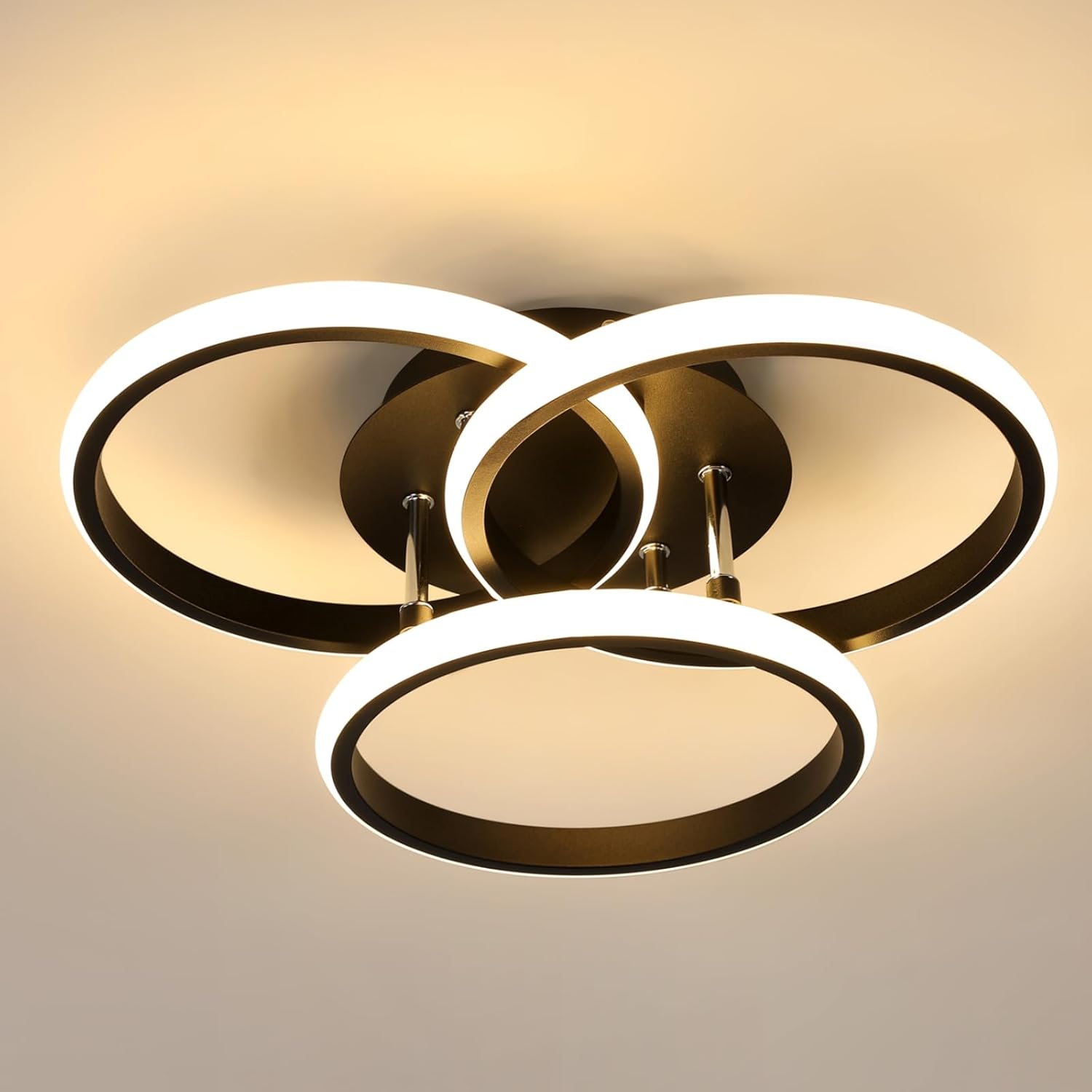 GOECO Plafonnier LED Moderne 22W, 2500LM, Noir Pour Chambre, Salon