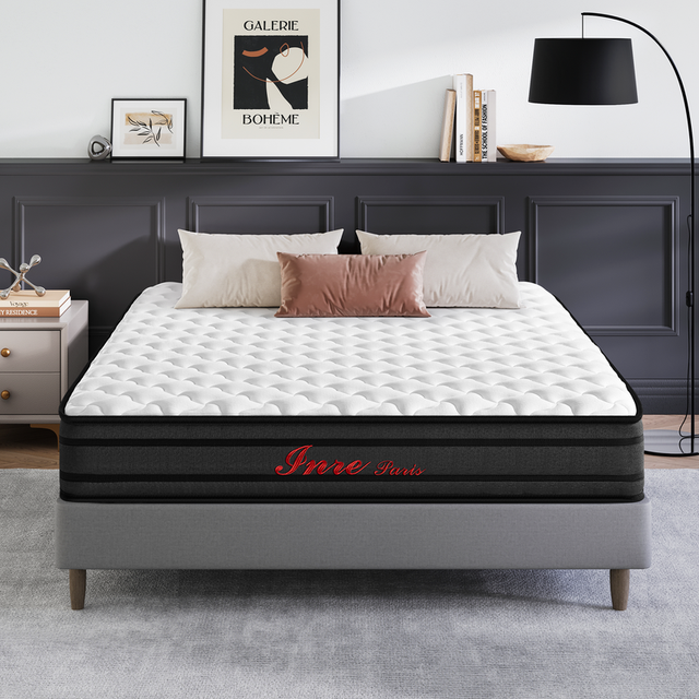 Matelas 140x190 cm INRE – Épaisseur 25 cm, Mousse Haute Résilience, Réversible à Soutien Optimal