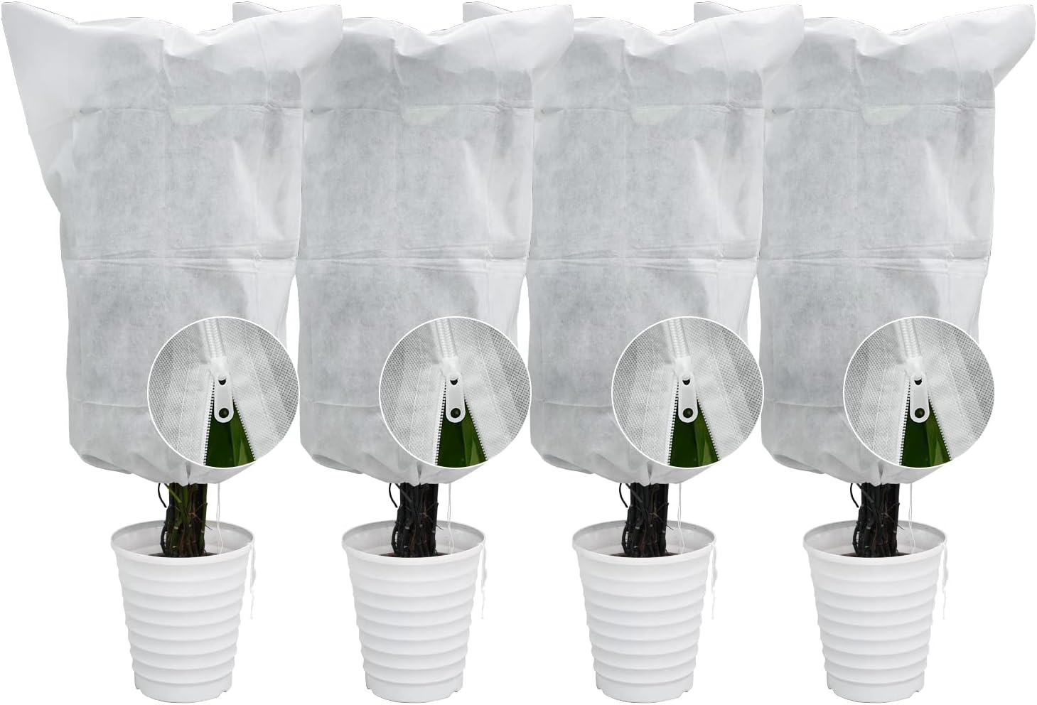 Roślinna ochrona przed mrozem, 120 x 180 cm, wykonana z materiału odpornego na zimno i ptaki, zestaw 4 sztuk, kolor biały.