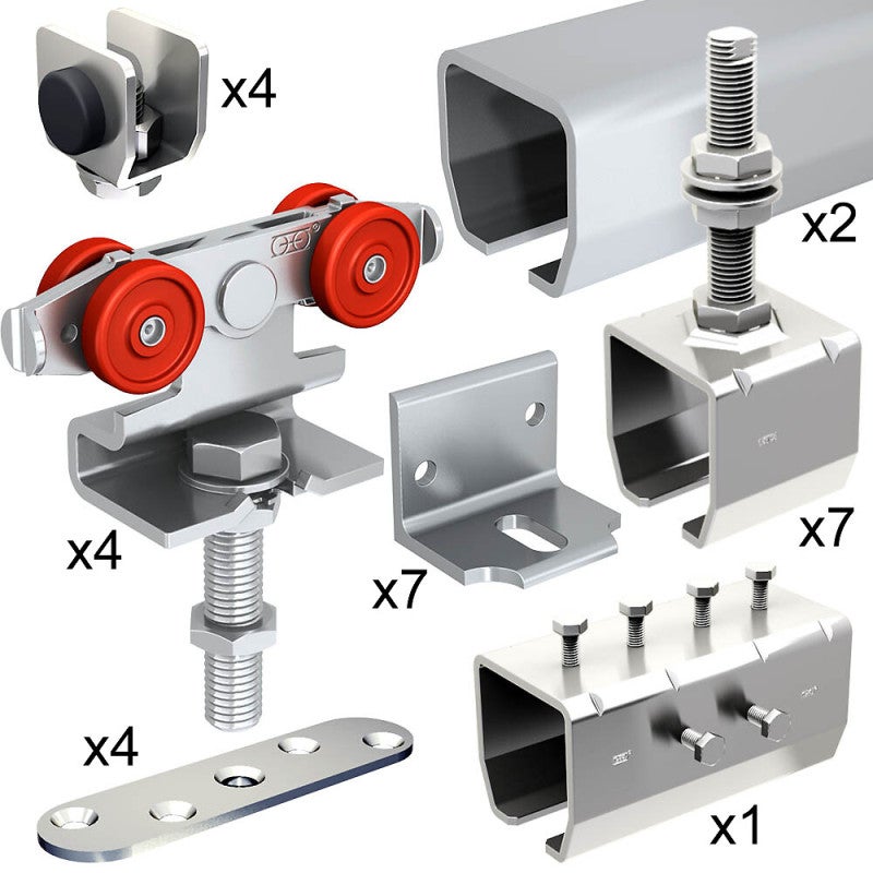 Système coulissant SLID'UP 2000 pour 2 portes extérieures 50 mm max - rails 2 x 1,95 m acier galvanisé - 60 kg - 2