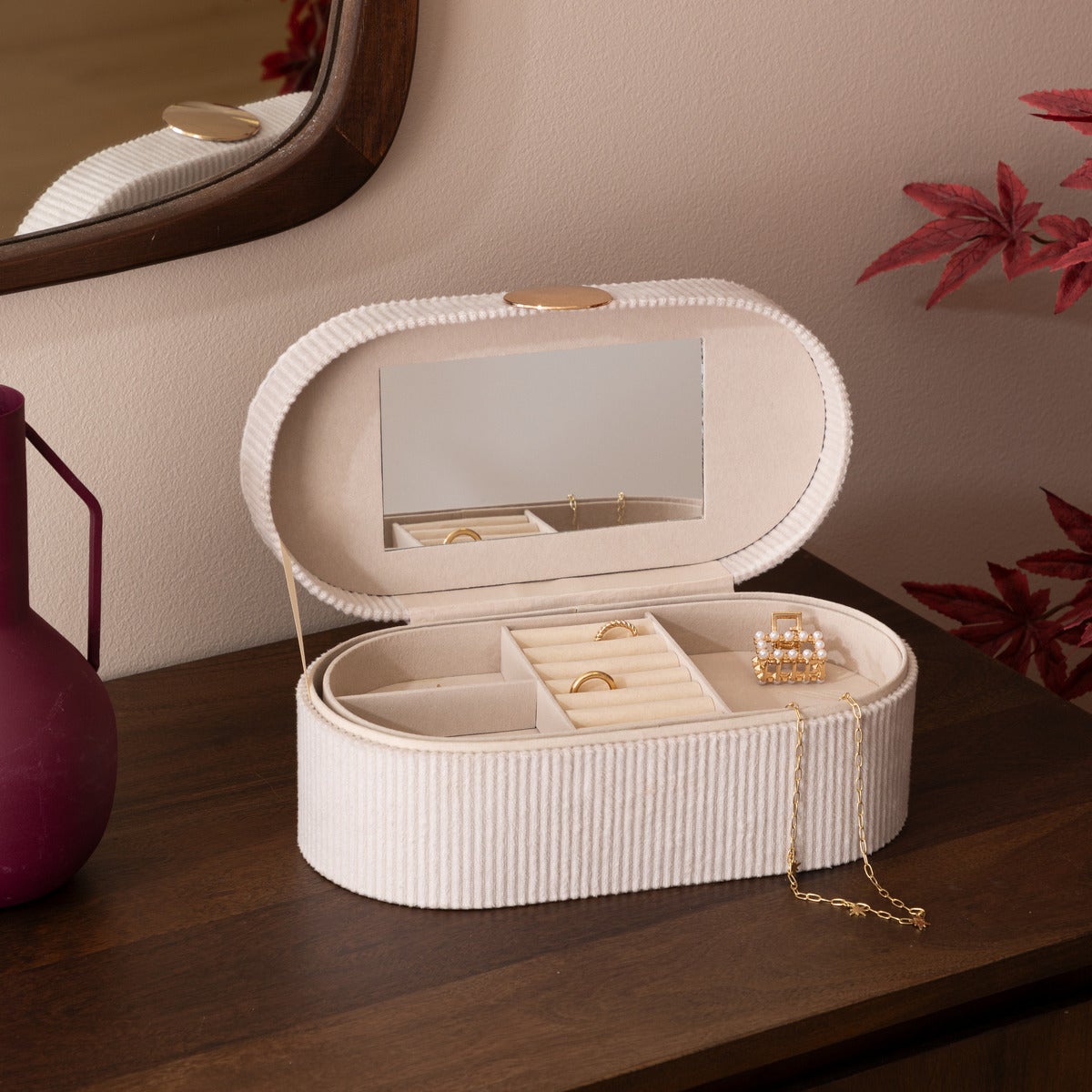 Boîte à bijoux Enya velours beige L255cm - Atmosphera créateur d'intérieur - 2