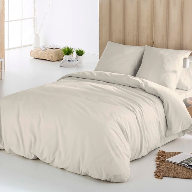 ICEHOME - Capa de edredão lisa de 2 peças Cama de 2 peças 135 - Poliéster de microfibra - Inclui 1 fronha - Fabricado em Espanha - PIEDRA