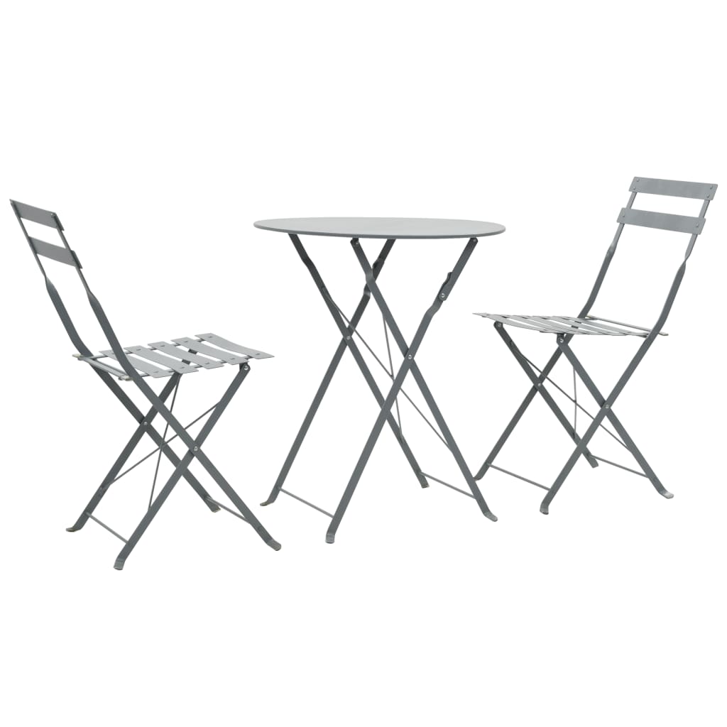 3-cz. zestaw mebli bistro, stal, szary vidaXL