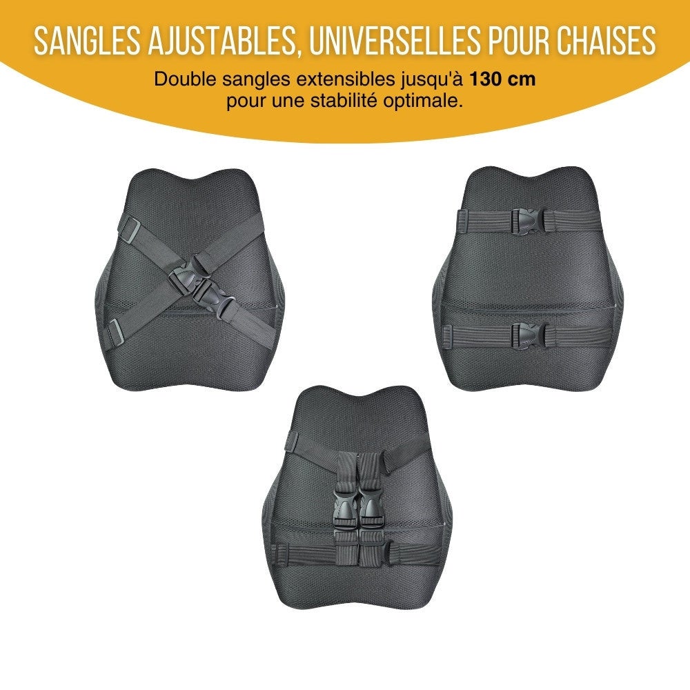 Coussin de Soutien Lombaire Allongé Ergonomique - 45x41x10,5 - en mousse à mémoire de forme - Sangles réglables - INPHYSIO - 6