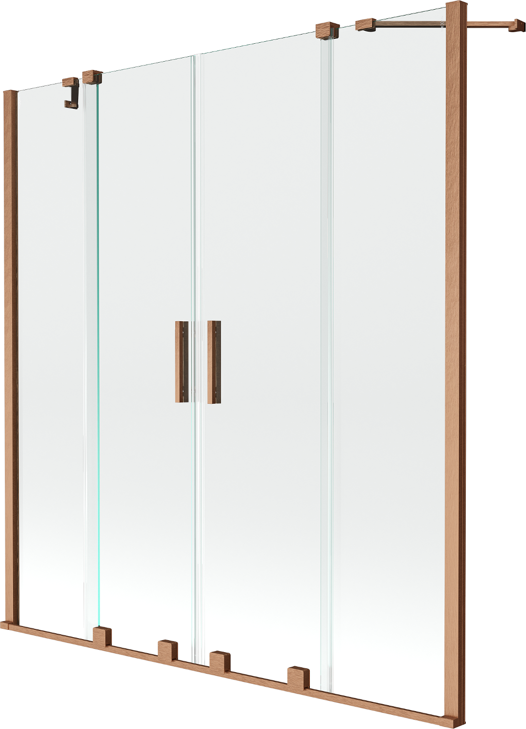Mexen Velar Duo parawan nawannowy 2-skrzydłowy rozsuwany 150 x 150 cm, transparent, miedź szczotkowana - 896-150-000-02-65