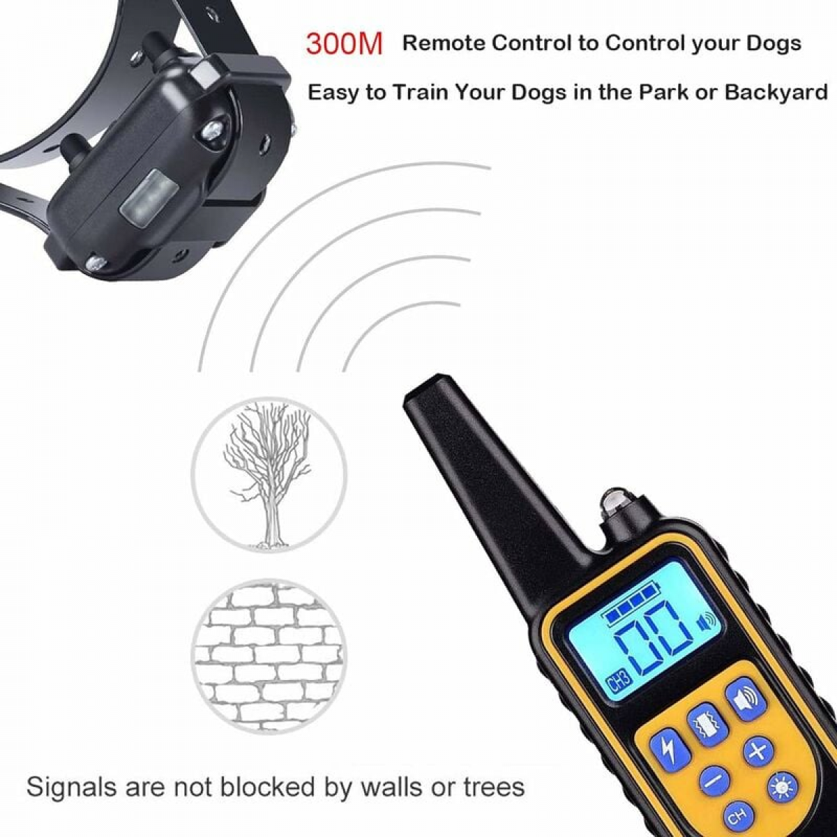 Coleira de treinamento para cães, alcance efetivo de 800 metros, com funções de choque elétrico e vibração, classificação de impermeabilidade IP67 (c - 5