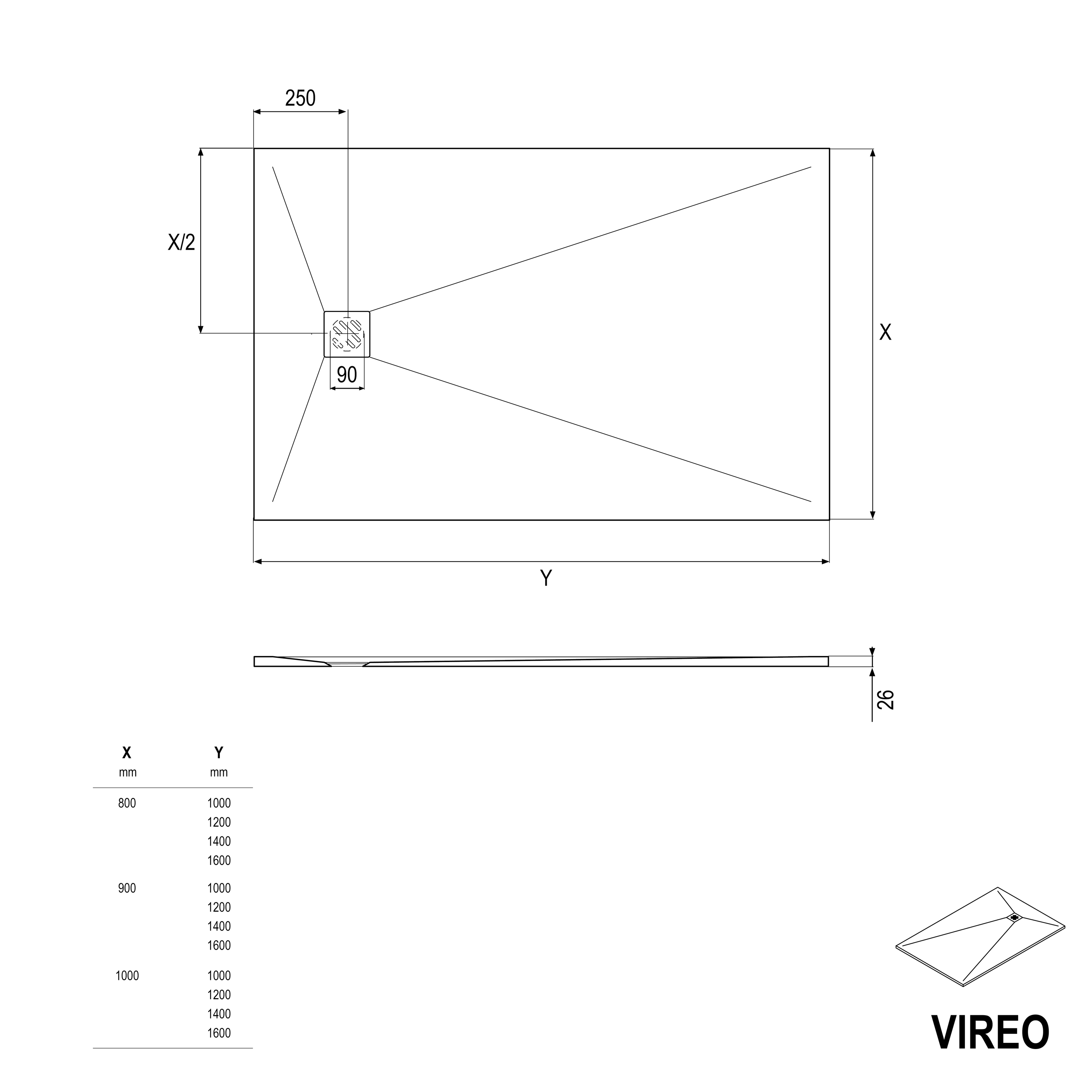 Bernstein Brodzik płaski VIREO odlew mineralny 120x80 cm biały mat + zestaw odpływowy i syfon - 4
