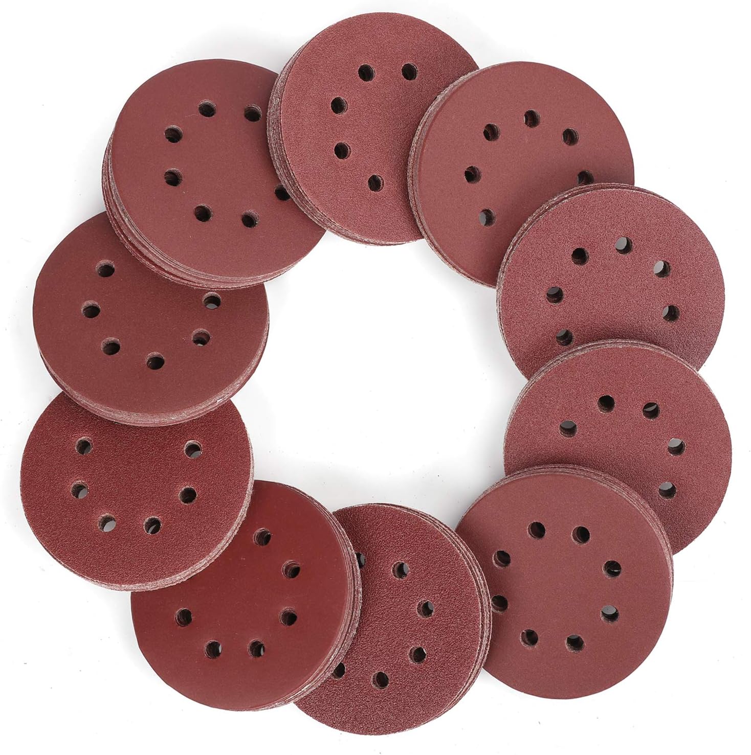 150 sztuk krążków ściernych, krążki ścierne 125 mm z 8 otworami, ziarnistość 60, 80, 100, 120, 150, 180, 240, 320, 400, 600 do polerowania