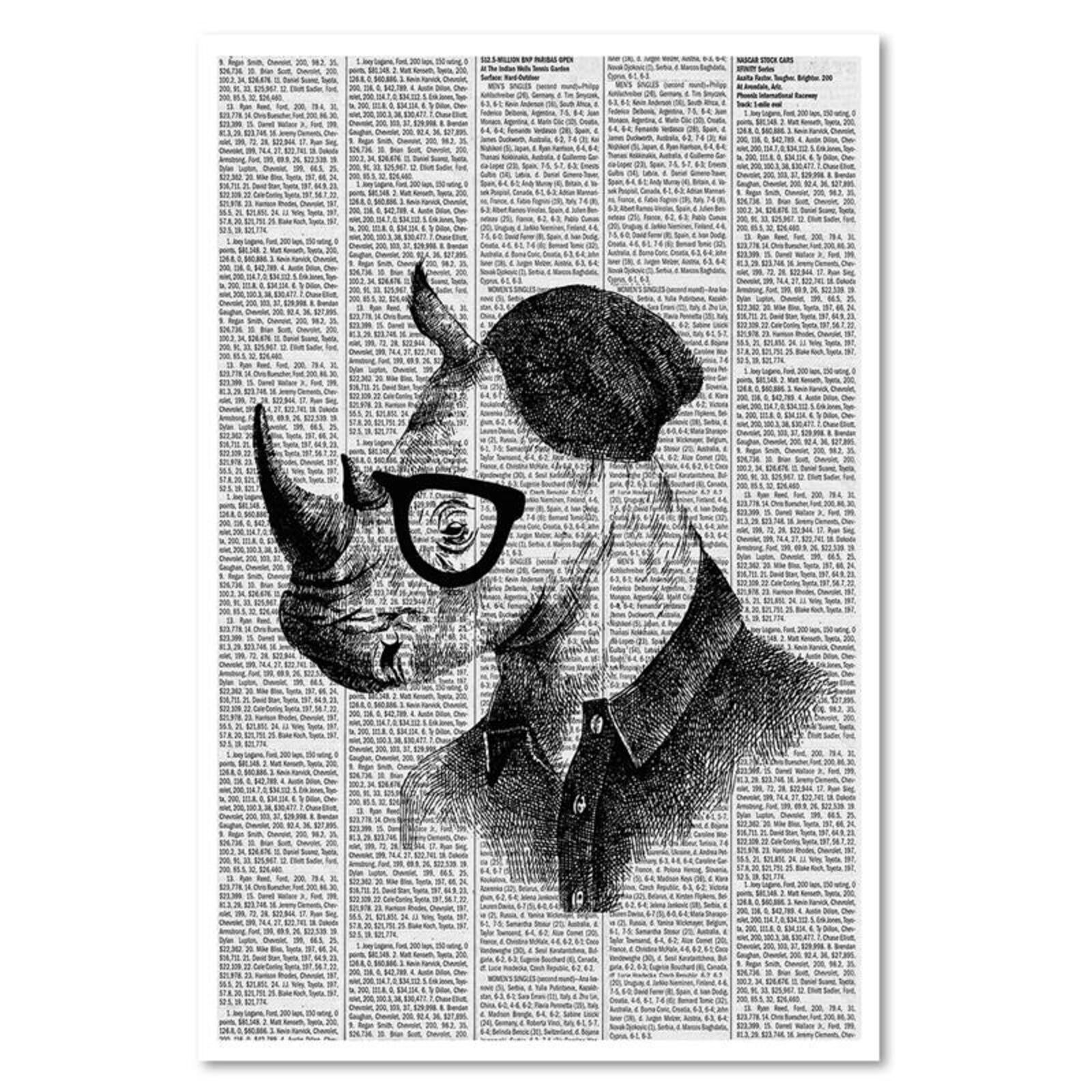 Tableau rhinocéros dans le journal - 50 x 70 cm - 2