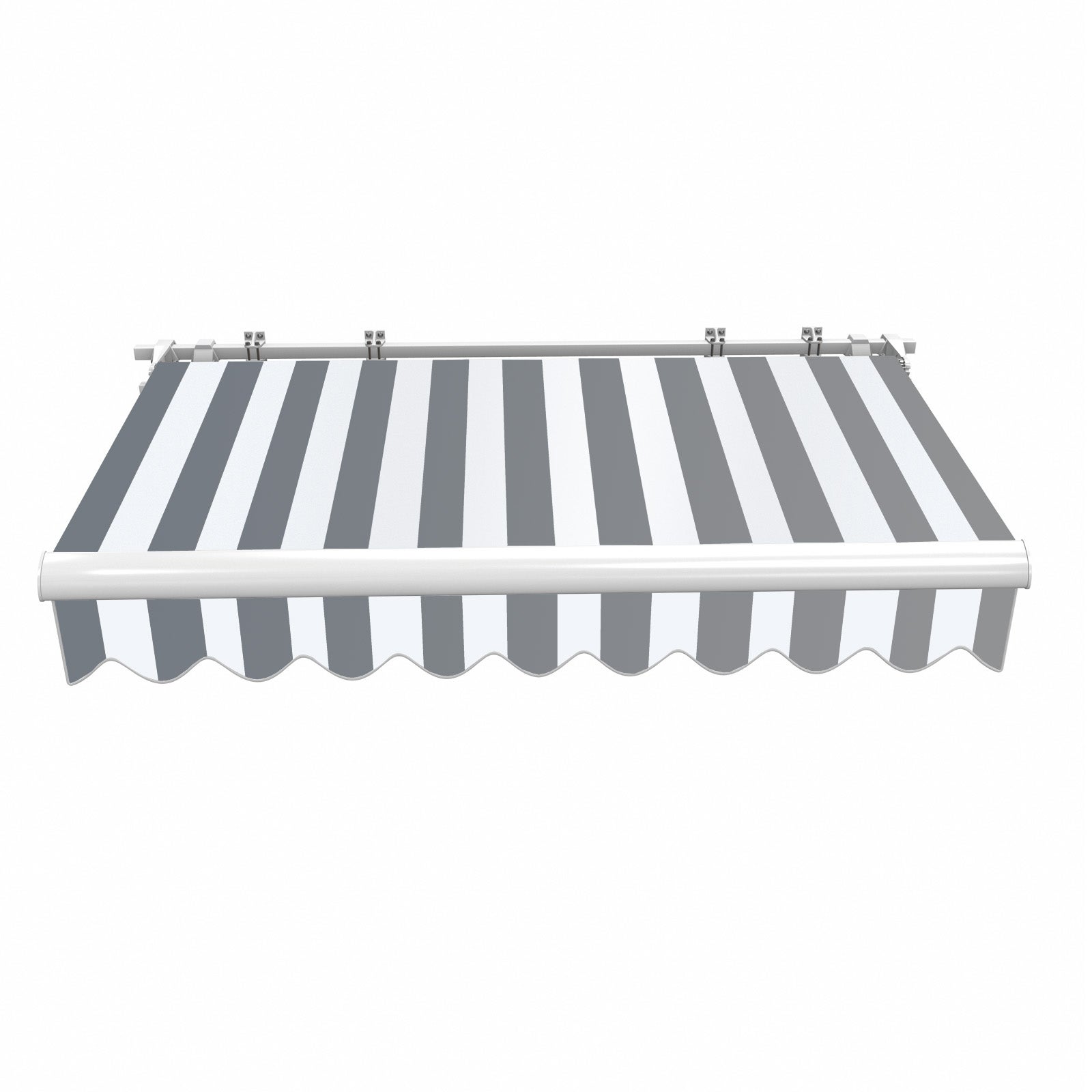 Store banne rétractable manuel – 3 x 2,5 m – Anthracite blanc – Montage mural – Marquise solaire Auvent Pare-soleil pour terrasse et Toboli - 3