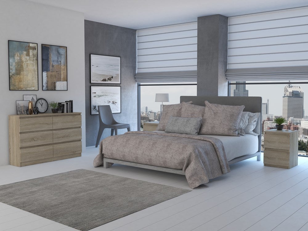 MILAN - Commode contemporaine chambre/salon/bureau 30x120x77 cm - 6 tiroirs - Meuble de rangementent - Chiffonier - Sonoma - 6