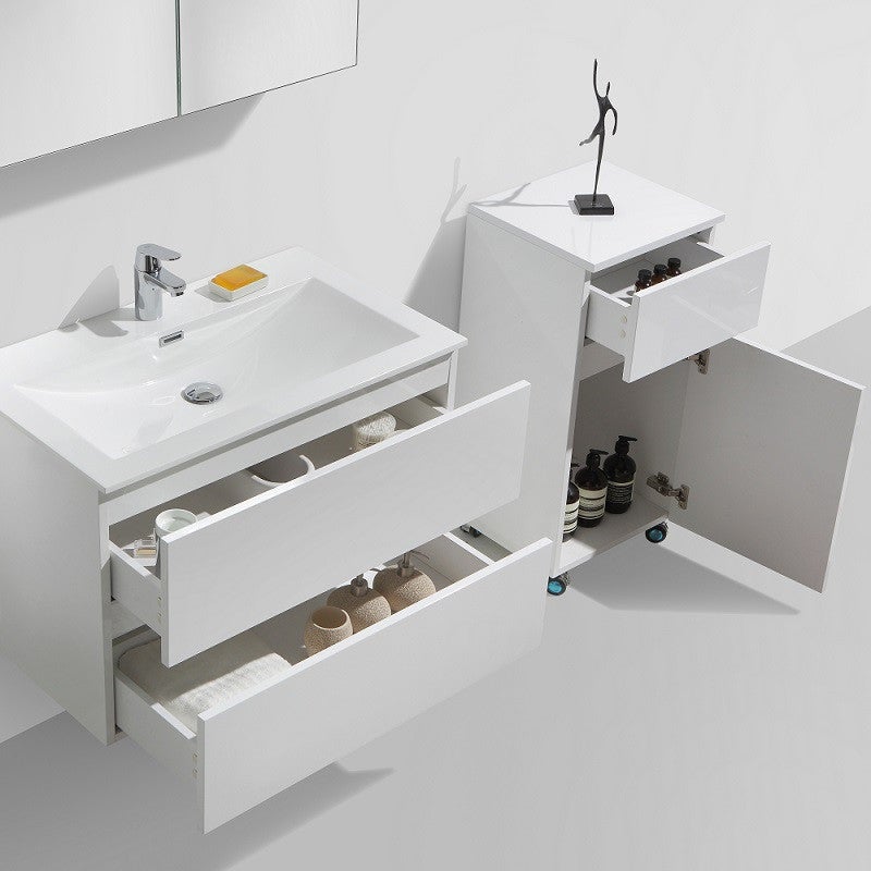 Meuble salle de bain design simple vasque SIENA largeur 80 cm blanc laqué - 2