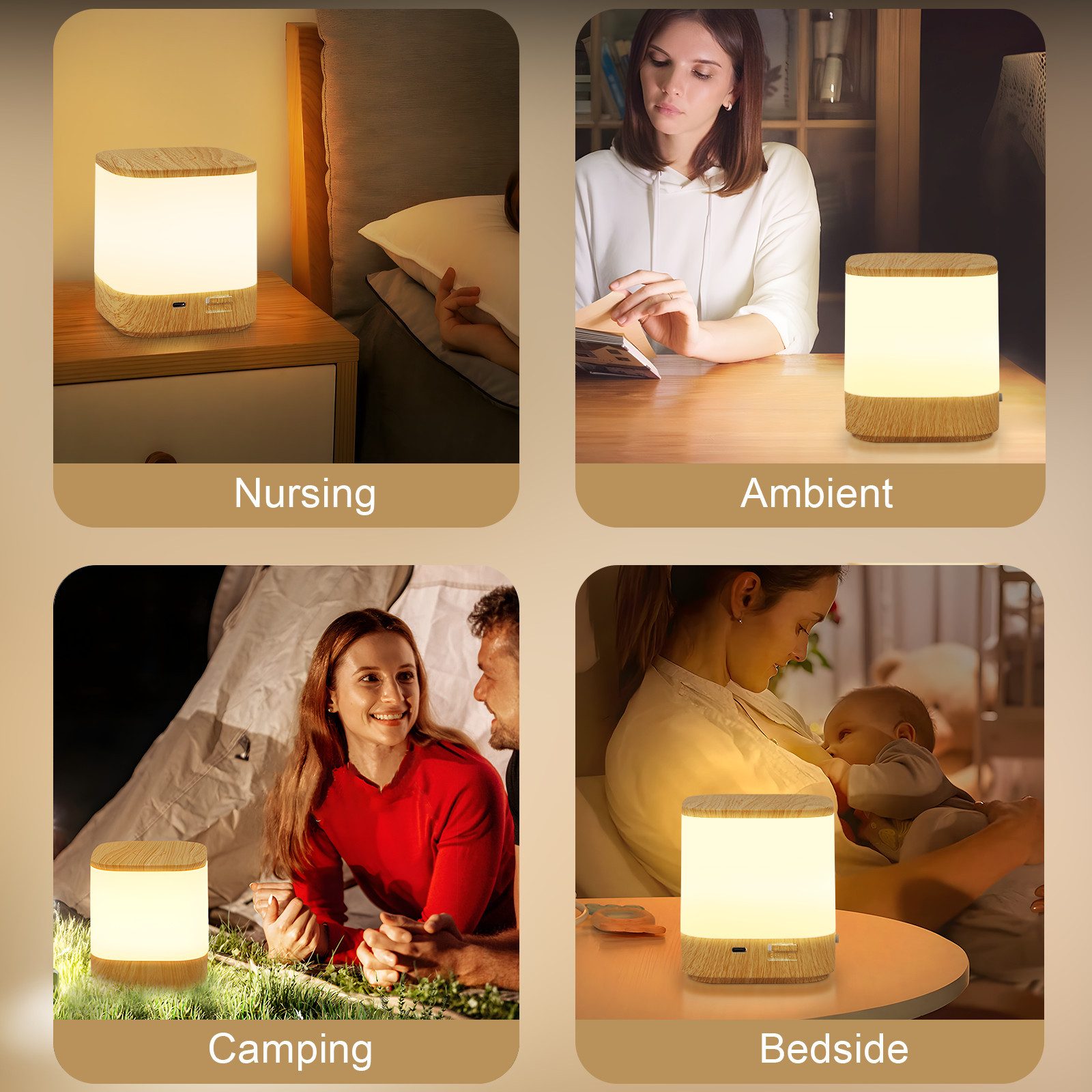 Lot de 2 lampes de table LED NETTLIFE avec 3 températures de couleur, lampe de chevet, batterie 3600 mAH, chargement USB - 7