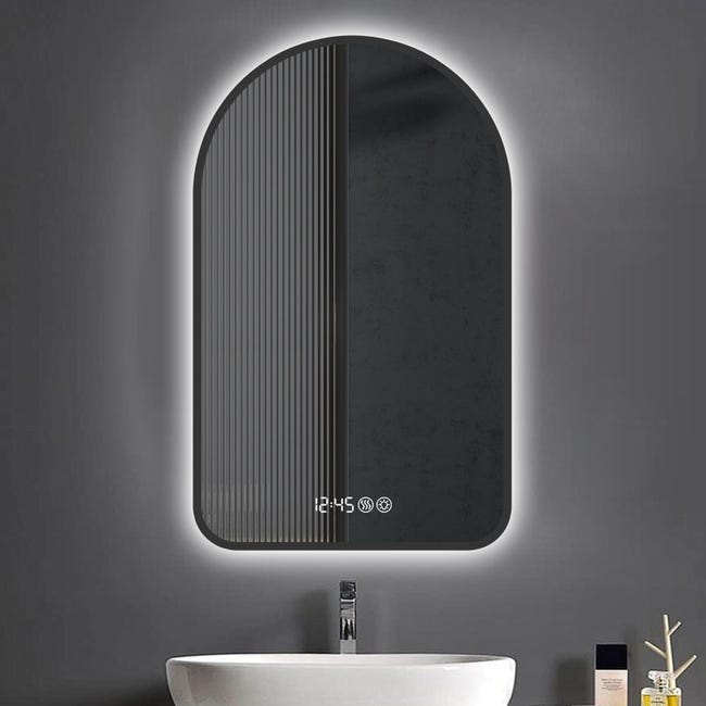Specchio da bagno led 80x90 cm con luce perimetrale e retroilluminato - Drust Specchio da bagno led 80x90 cm con luce perimetrale e retroilluminato - Drust