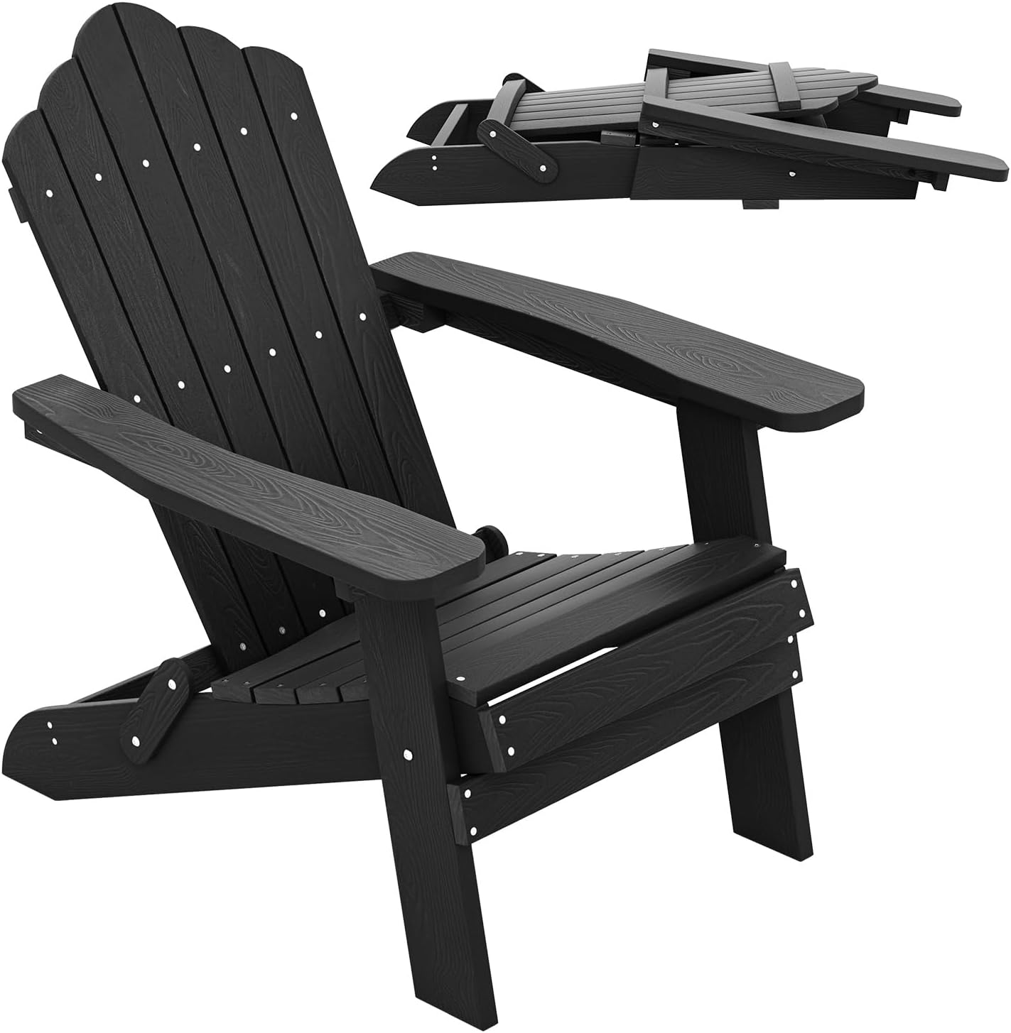 Fauteuil Jardin Adirondack COSTWAY En HIPS - Chaise Extérieur Imperméable 170kg Avec Porte-Gobelet | Blanc