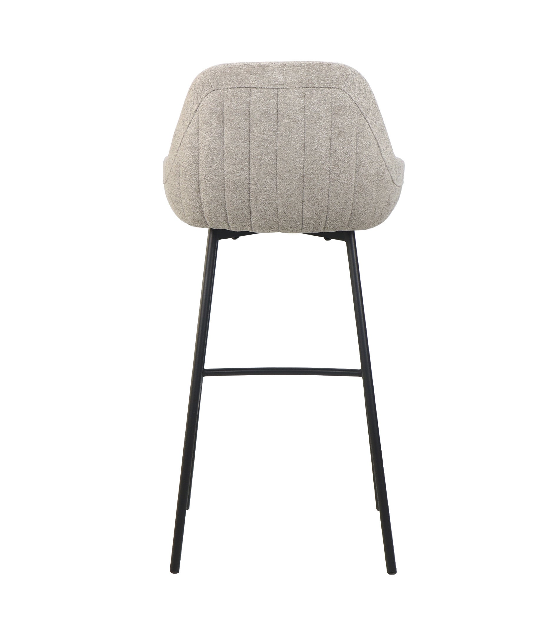 Pack de 2 taburetes CASPI para mesas altas y barras tapizados en tela suave con respaldo en color Beige y patas Negras - 6