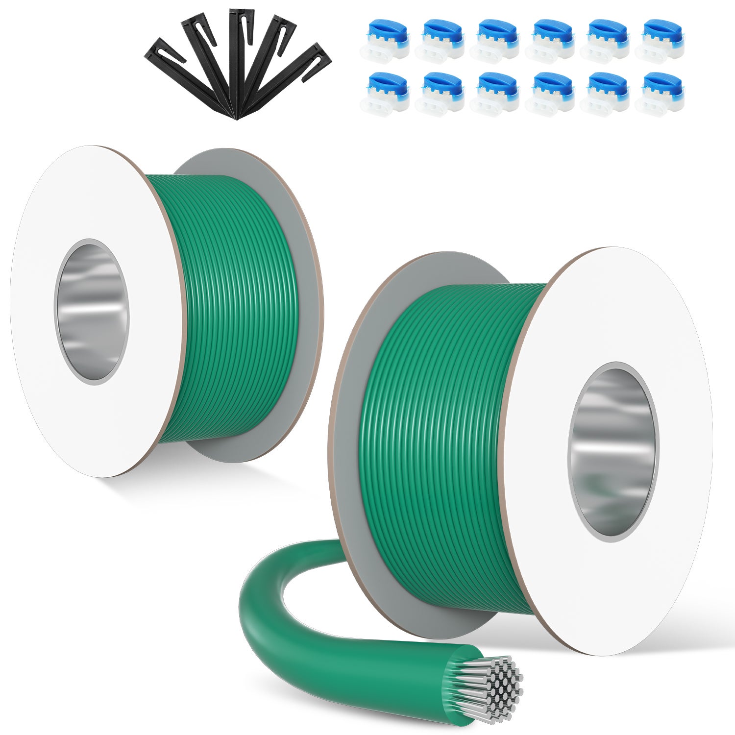 SWANEW Cavo Perimetrale Da 500 M Per Rasaerba Robotizzati + 1750 Picchetti + 60 Connettori Per Cavi