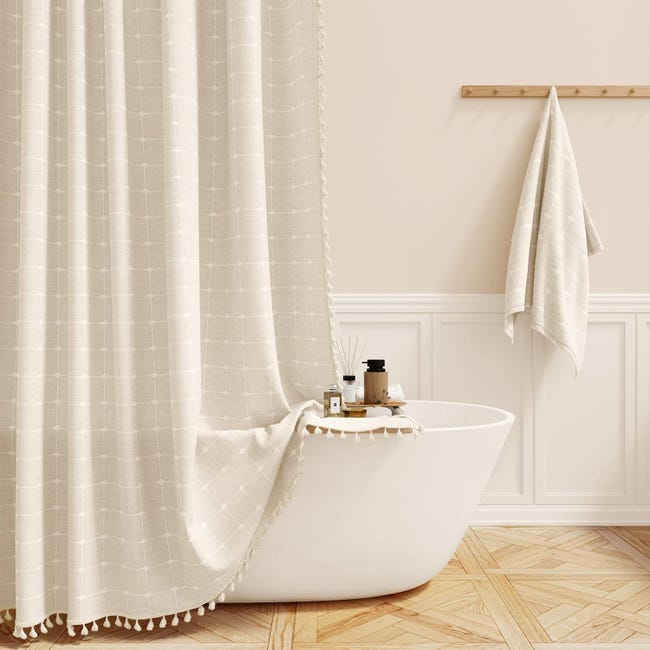 Tenda da doccia a nido d'ape, tessuto impermeabile, adatta per vasca o bagno, 200x180 cm (bianco) | Leroy Merlin Tenda da doccia a nido d'ape, tessuto impermeabile, adatta per vasca o bagno, 200x180 cm (bianco) | Leroy Merlin