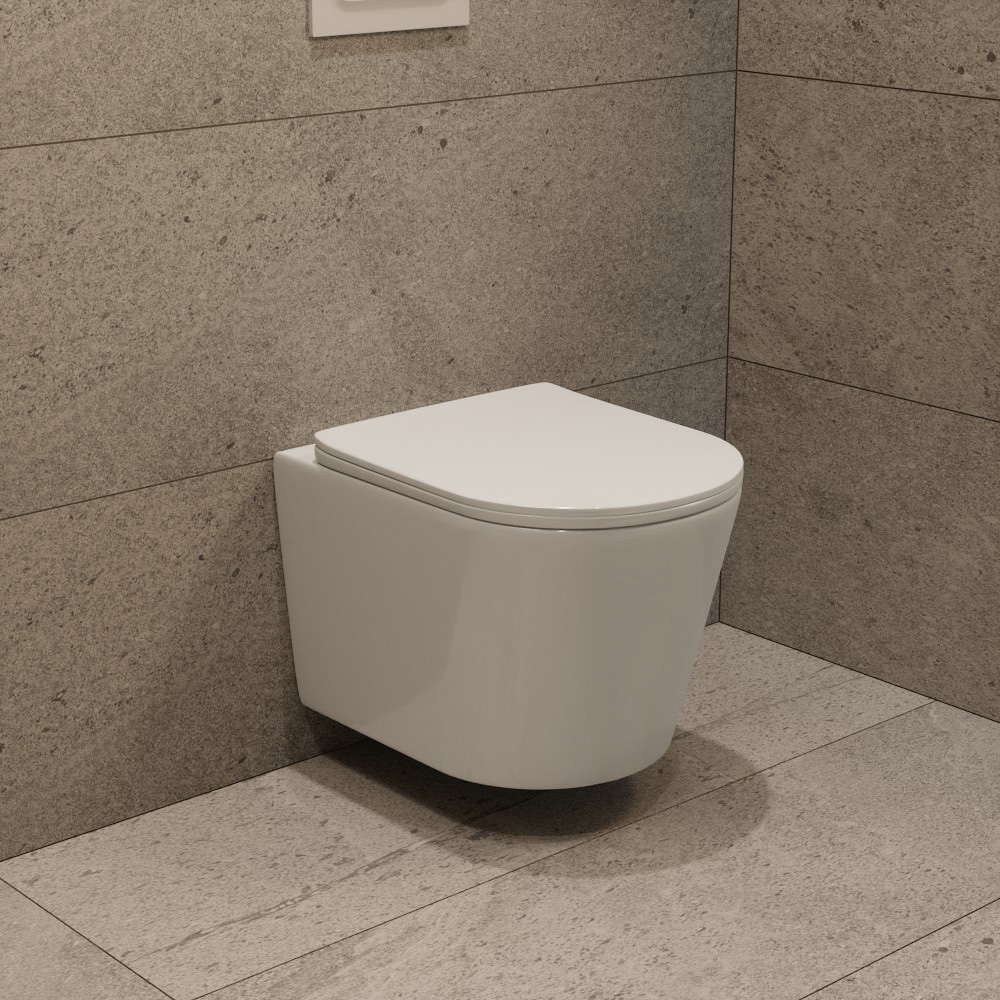 Duofix Pack WC bâti-support + WC suspendu sans bride avec abattant SoftClose Ceramia + plaque blanche (GEBCE14WT05-FR) - 6