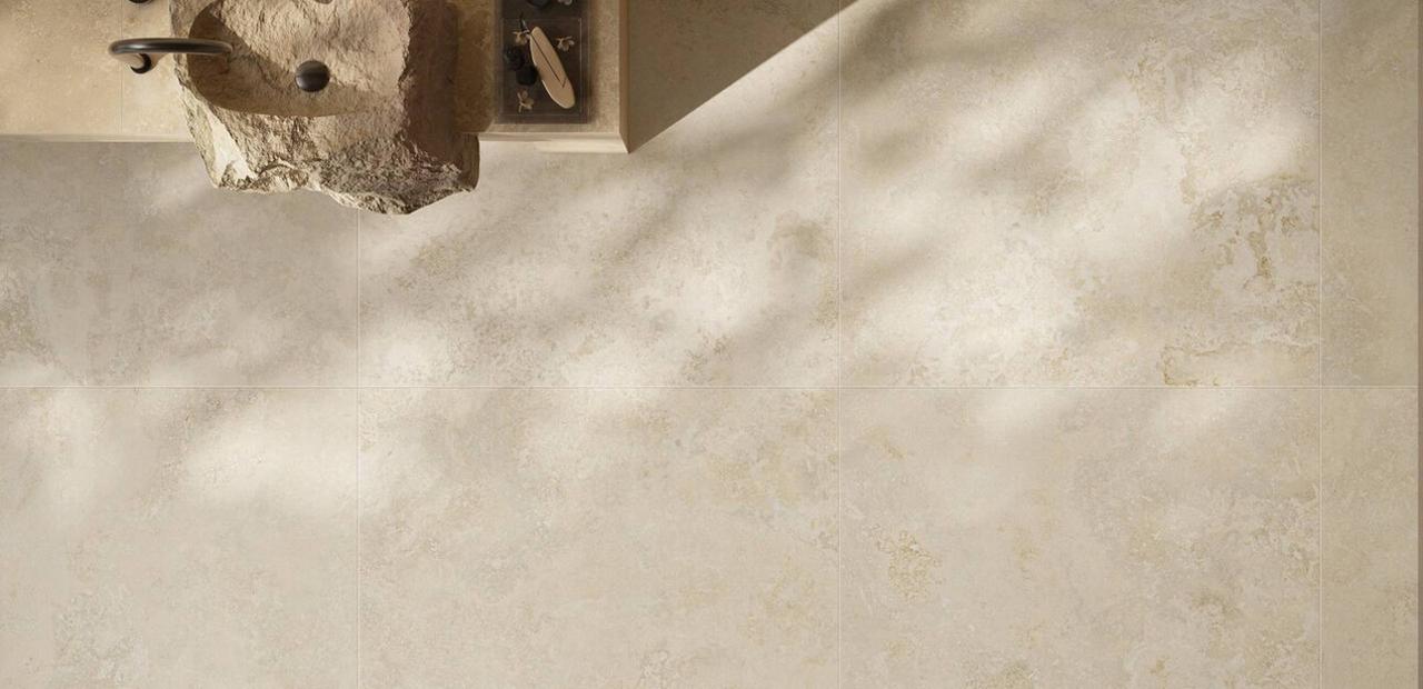 Carrelage sol extérieur grès cérame effet travertin antidérapant ...