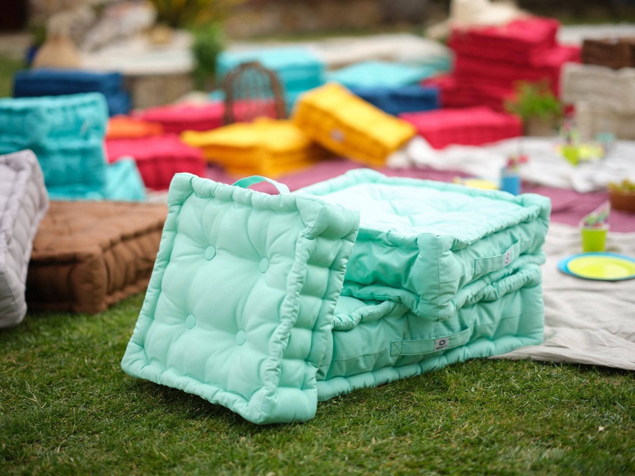 Coussin de sol lot de 2 - 50 x 50 cm Vert - 2