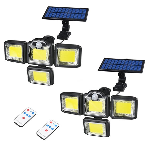 Zewnętrzny reflektor solarny z czujnikiem ruchu – 192COB, 3 tryby, składany, wodoodporny, białe światło do ogrodu/alei – 2 sztuki