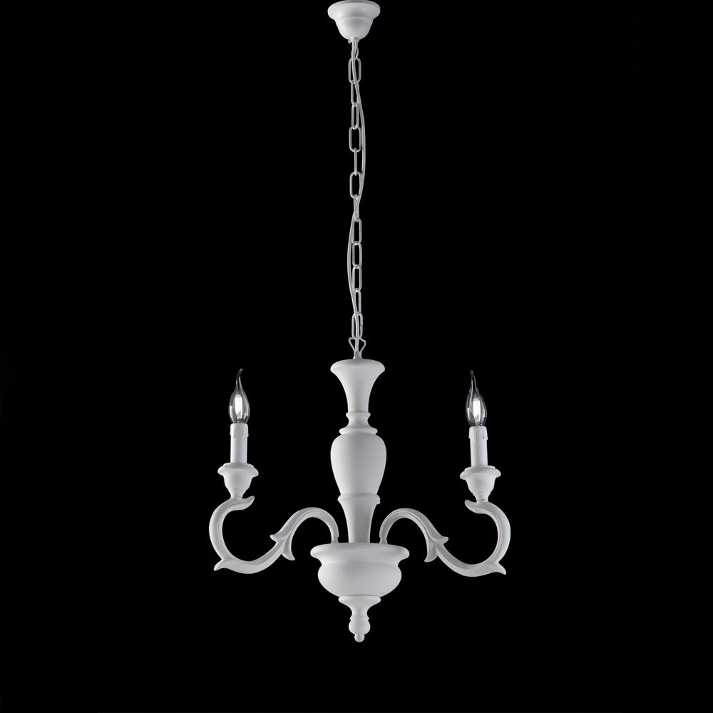 Fiorenza Lustre Shabby en bois blanc 3 lumières 110 d.43 BL172-3-BCO - 2