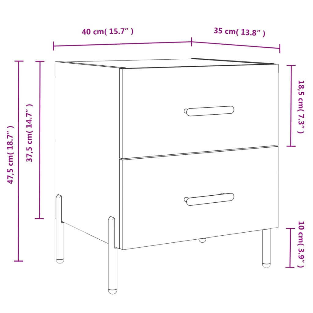 Table de chevet chêne fumé 40x35x47,5 cm bois d’ingénierie - 8