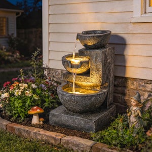 Fontaine Murale Jardin Relaxdays – Design Antique Vert Et Doré, Robinet En Fonte D'aluminium, 40x24,5x15 Cm
