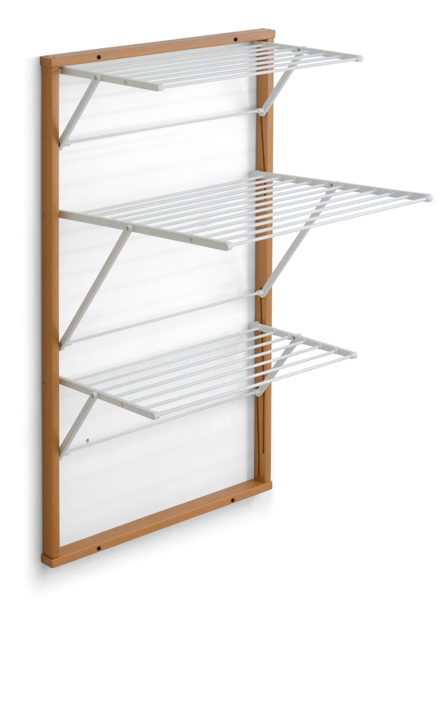 ARIT - KARIM Étendoir à Linge Mural, 15 mètres de corde à linge, facile à fixer au mur, 4 chevilles incluses - Couleur cerise