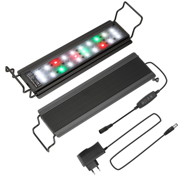Luz LED Para Acuario 45cm - 18W, RGB+W, Temporizador 24/7, IP68, Ideal Para Plantas De Agua Dulce
