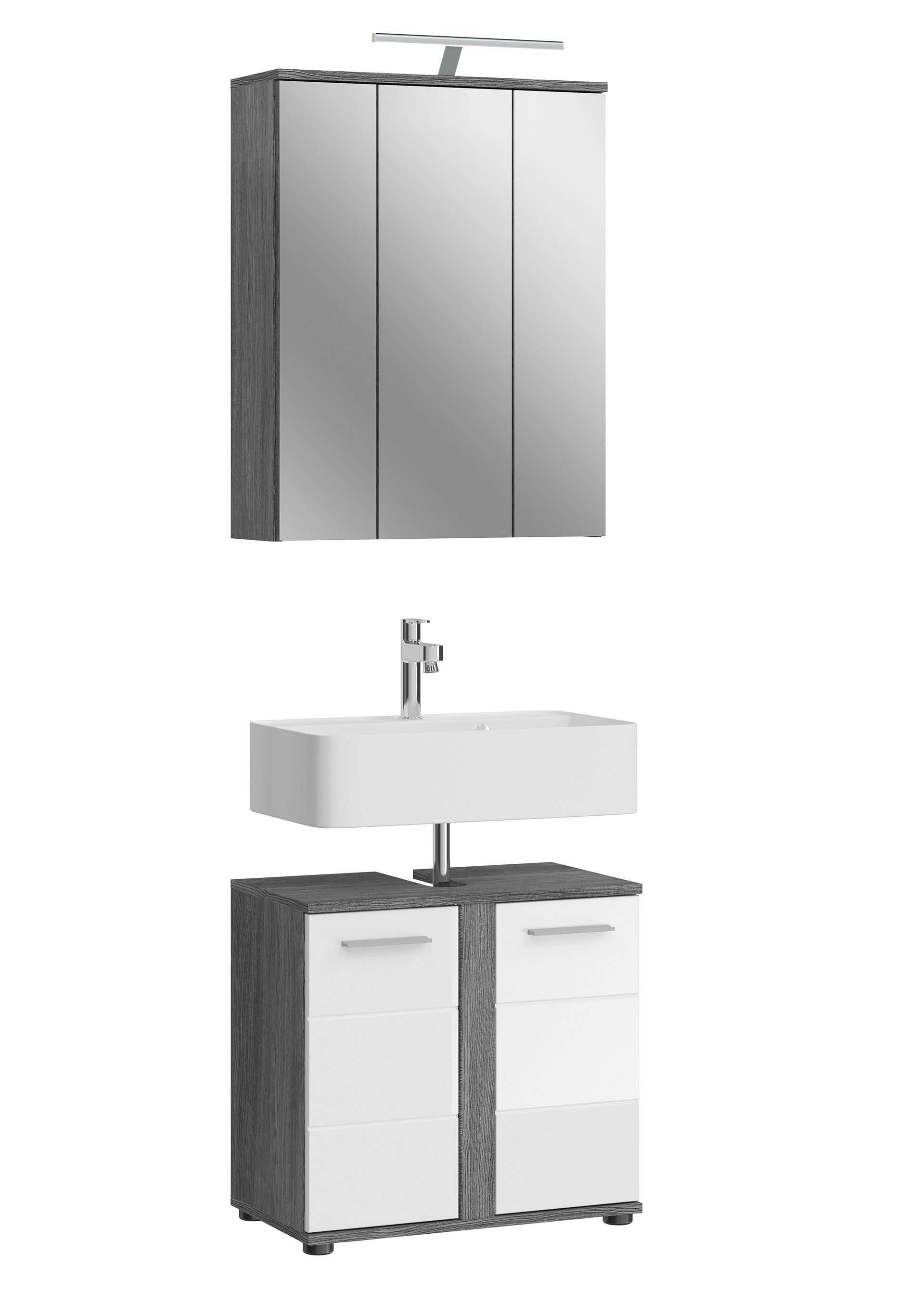 Blake zestaw mebli łazienkowych B9 w tym oświetlenie biały połysk, szary.