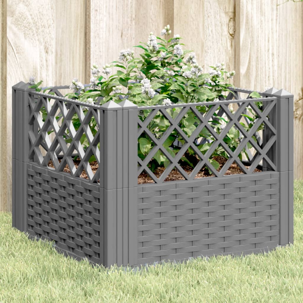 Jardinière de jardin | Pot de Fleurs avec piquets gris clair 43,5x43,5x43,5 cm PP CFW87033 - 2