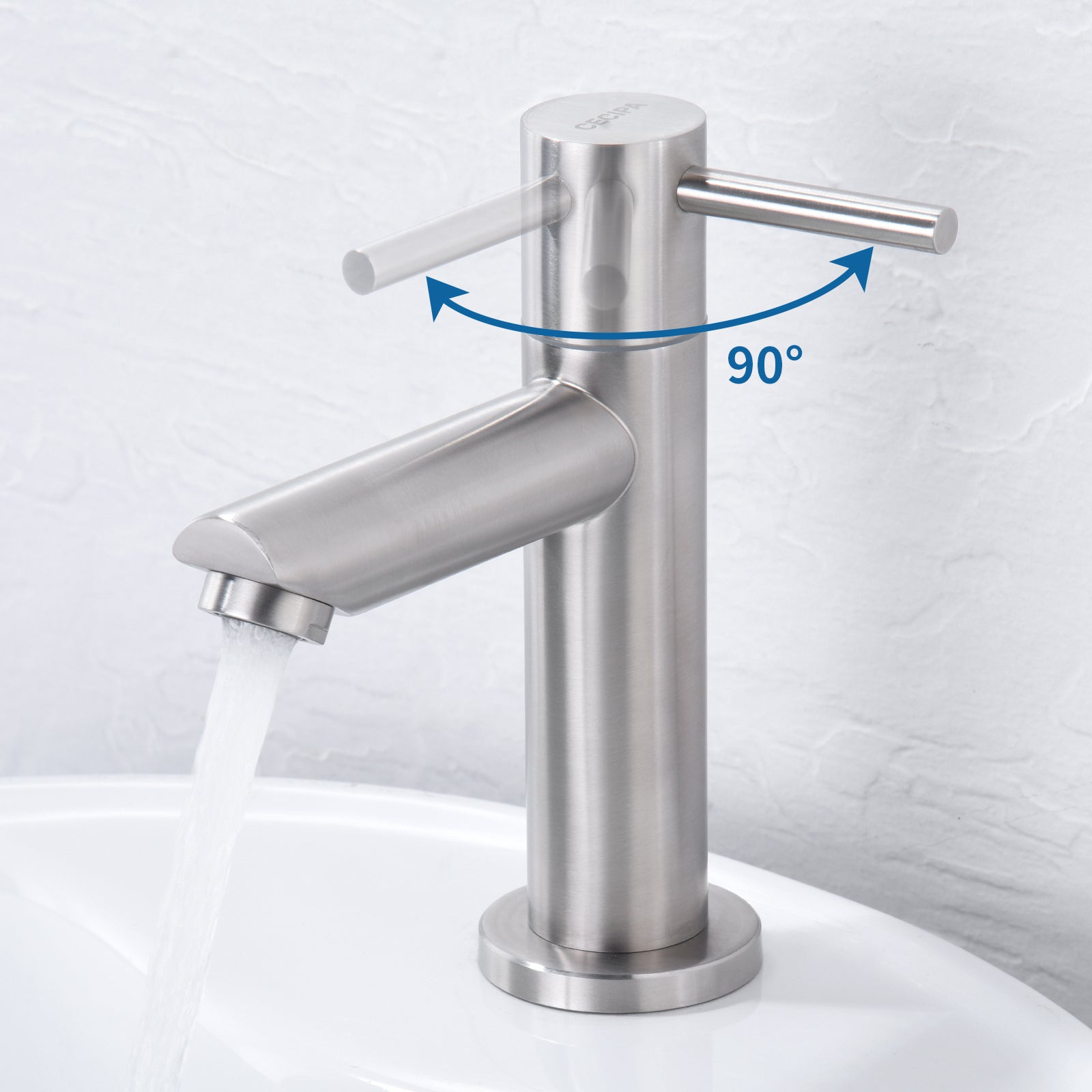 Cecipa max Robinet de lave-main Robinet de Froide Robinet de lavabo Brossé, Robinet de Lavabo d'eau Froide, Avec Aérateur Remplaçable,EU Modèle - 3