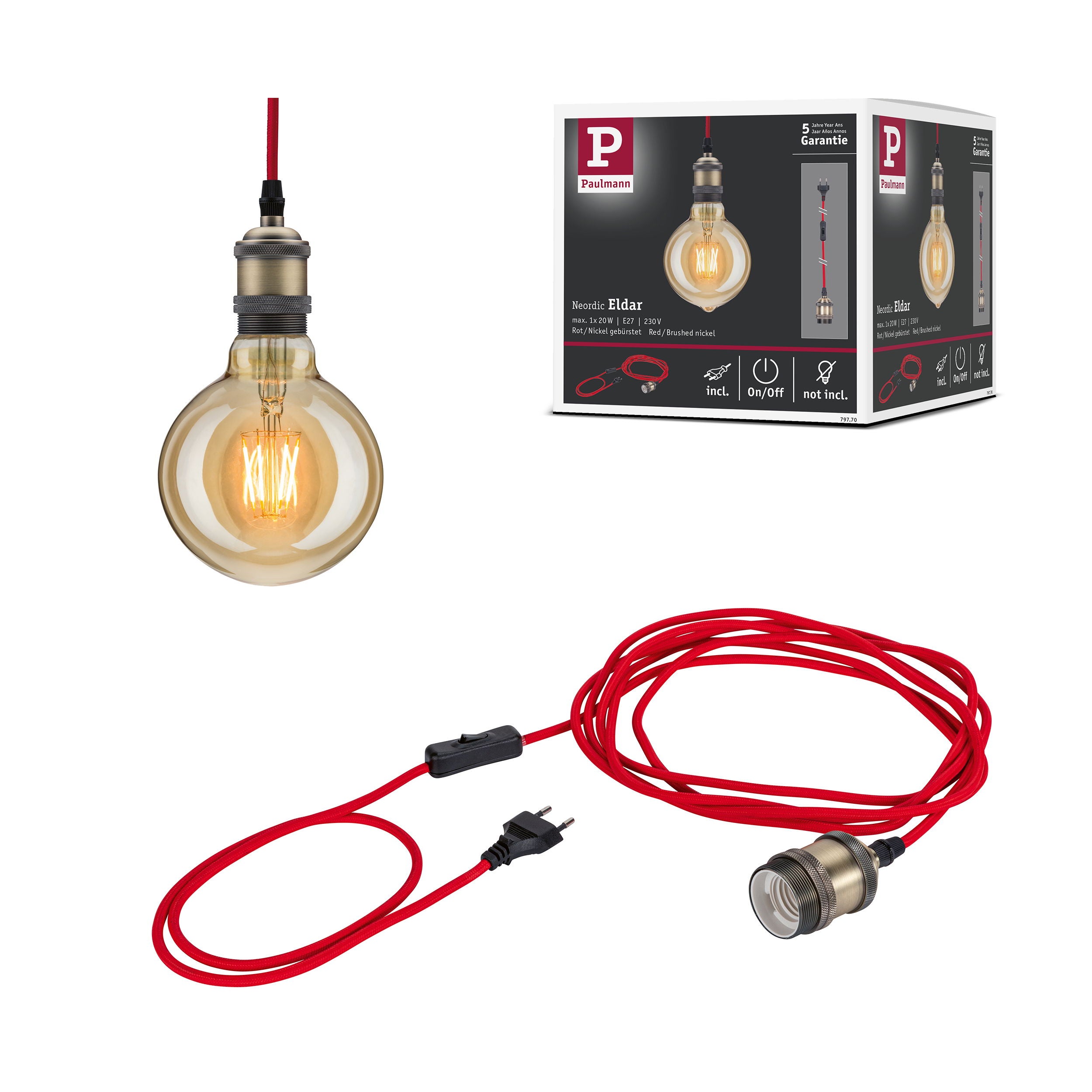 Lampa wisząca Neordic 1xE27x20W wym: 8 x 15 cm Paulmann